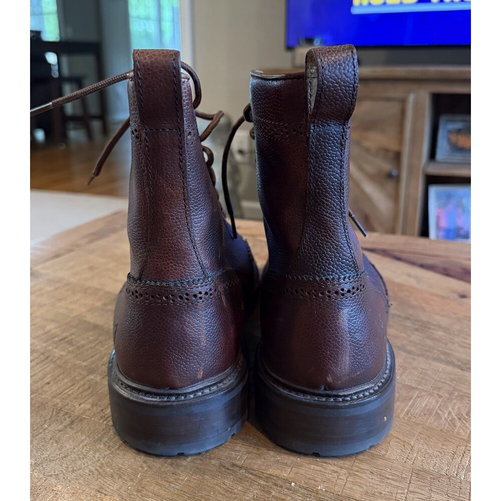 Frye James Lug Wingtip Boots Mens 11D Brown Pebbled Leather Lace Up - Picture 6 of 11